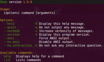 Symfony Console options Symfony Console options
