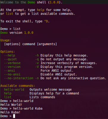 Symfony Console Shell Symfony Console Shell